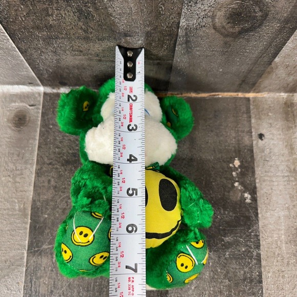 VTG NANCO 1997 Nancy Sales Green Plush Animal Smiley Face Colorful Dog Bear? 7" - Picture 9 of 9